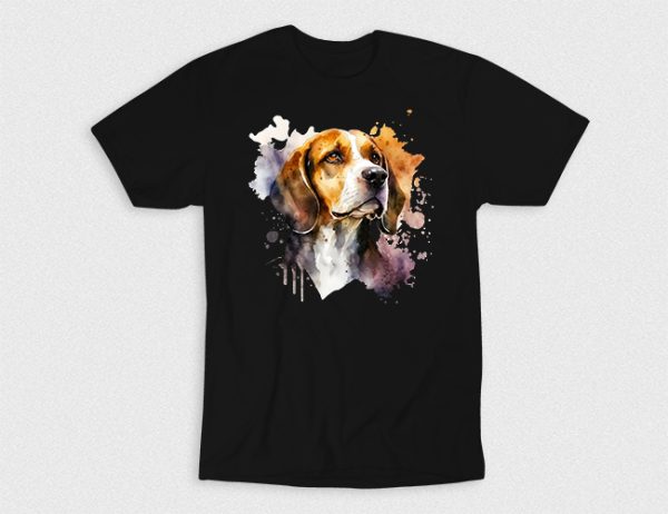 Kaos Watercolor Beagle Dog V1
