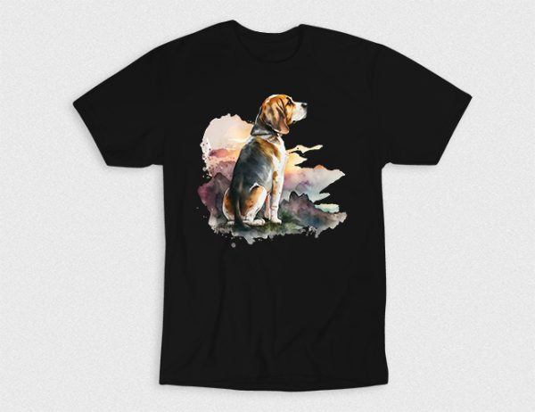 Kaos Watercolor Beagle Dog V2