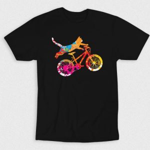 Kaos Watercolor Fun Bike Cat