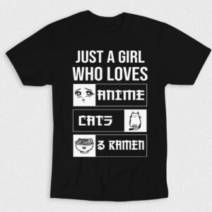 Kaos Girl Who Loves Anime Cats Ramen