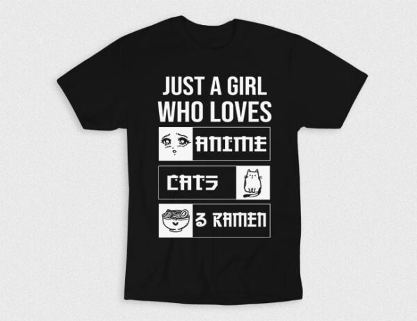 Kaos Girl Who Loves Anime Cats Ramen