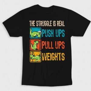 Kaos Gym Fitness Dino Struggles Ups Weights