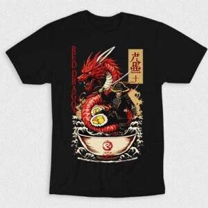 Kaos Japanese Ramen Red Dragon Warrior