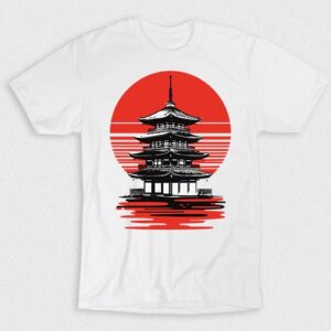 Kaos Japanese Temple Sunset Retro