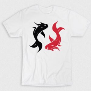 Kaos Yin Yang Red Black Koi Fishes