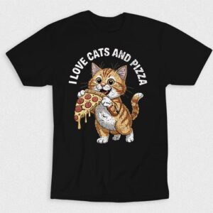 Kaos I Love Cats And Pizza