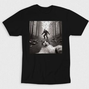 Kaos Selfie Cat Chased By Bigfoot