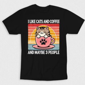 Kaos I Like Cats Coffee And 3 People