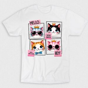 Kaos I Love Cats Hey