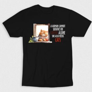 Kaos Women With Coffee Need Cats Too