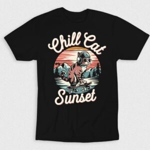 Kaos Skater Cat Sunset