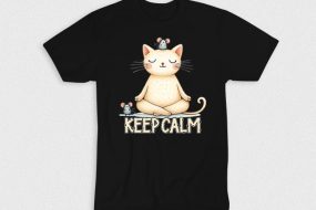 Kaos Meditating Cat Keep Calm