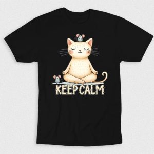 Kaos Meditating Cat Keep Calm