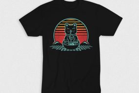 Kaos Ramen Eating Cat
