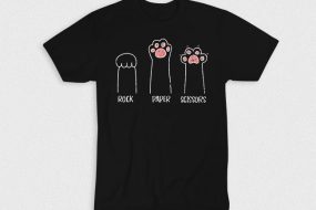 Kaos Rock Paper Scissors Cat Paw